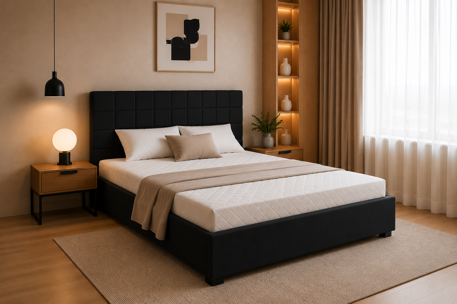 Кровать САН 140x200 + матрас LEO, с подъемным механизмом, металлическая рама